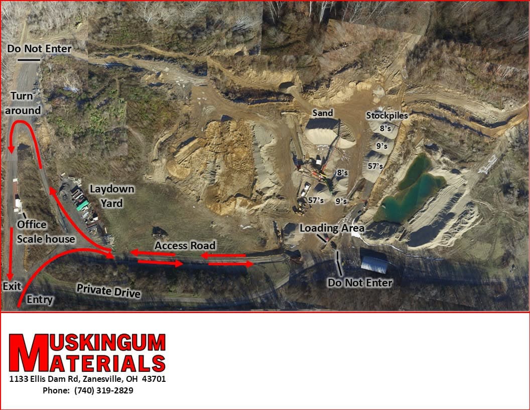 Aerial view of Muskingum Materials