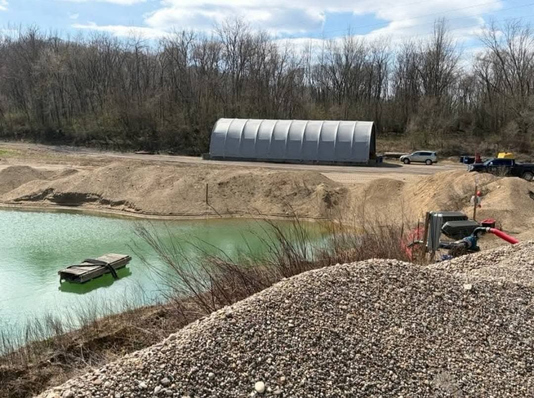 Wash pond and processing area
